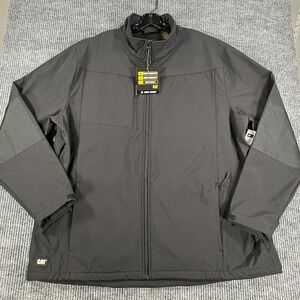 Caterpillar CAT Grid Fleece Softshell Jacket‎ Coat Mens 2XL XXL Black New